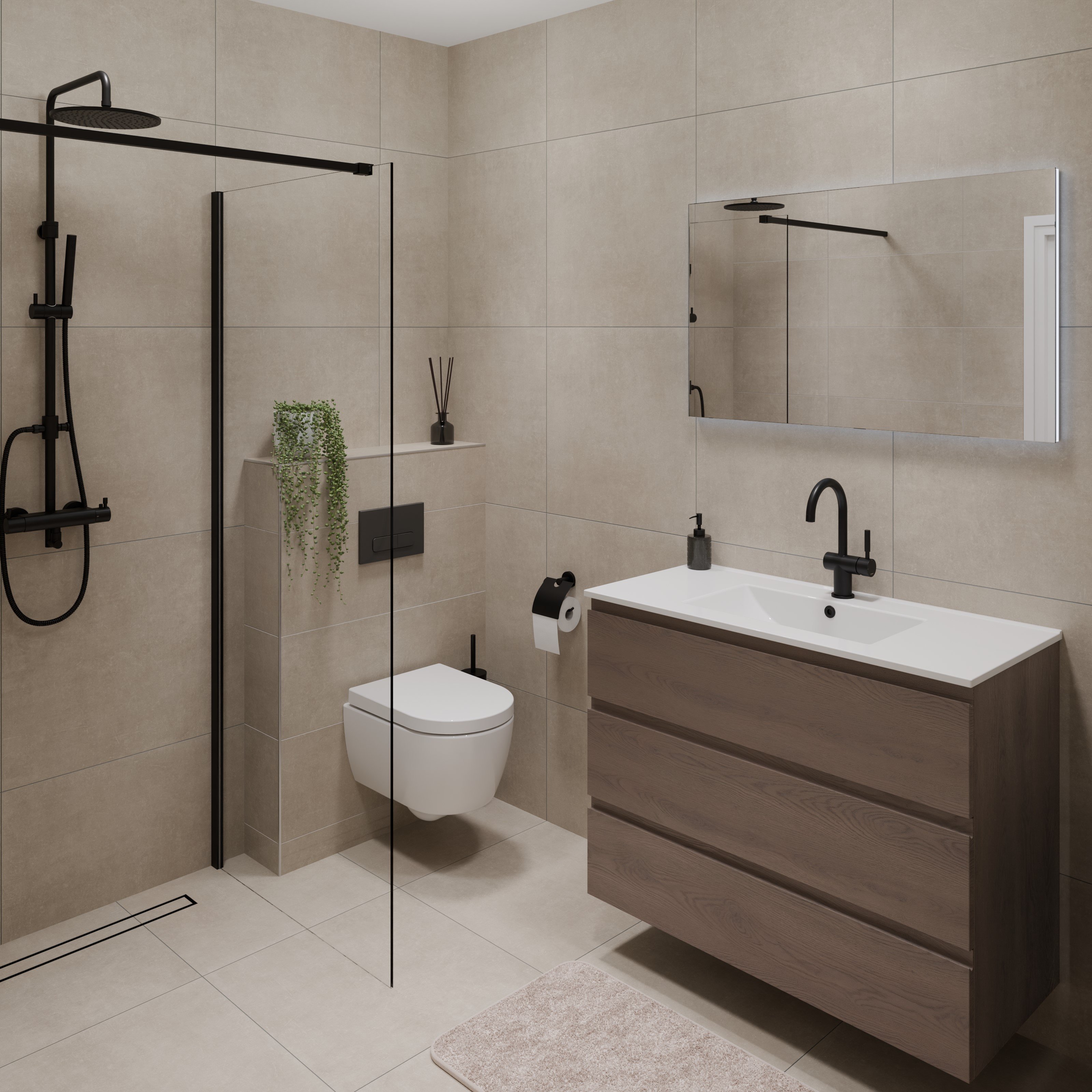 Industriële Inspiratie Badkamer 180x220 cm