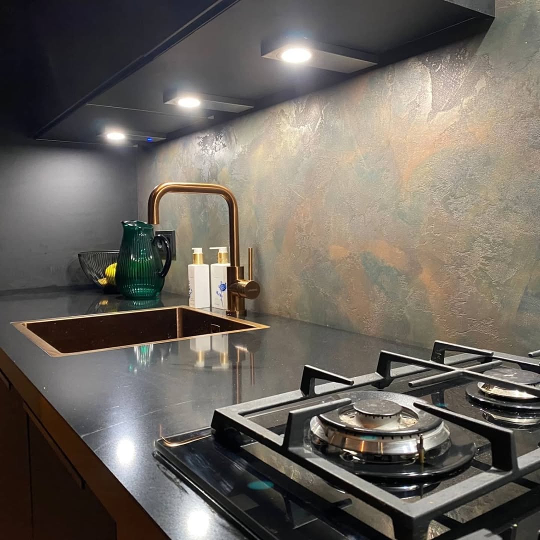 Exclusief Marmorino Stucwerk - Groen met Goud