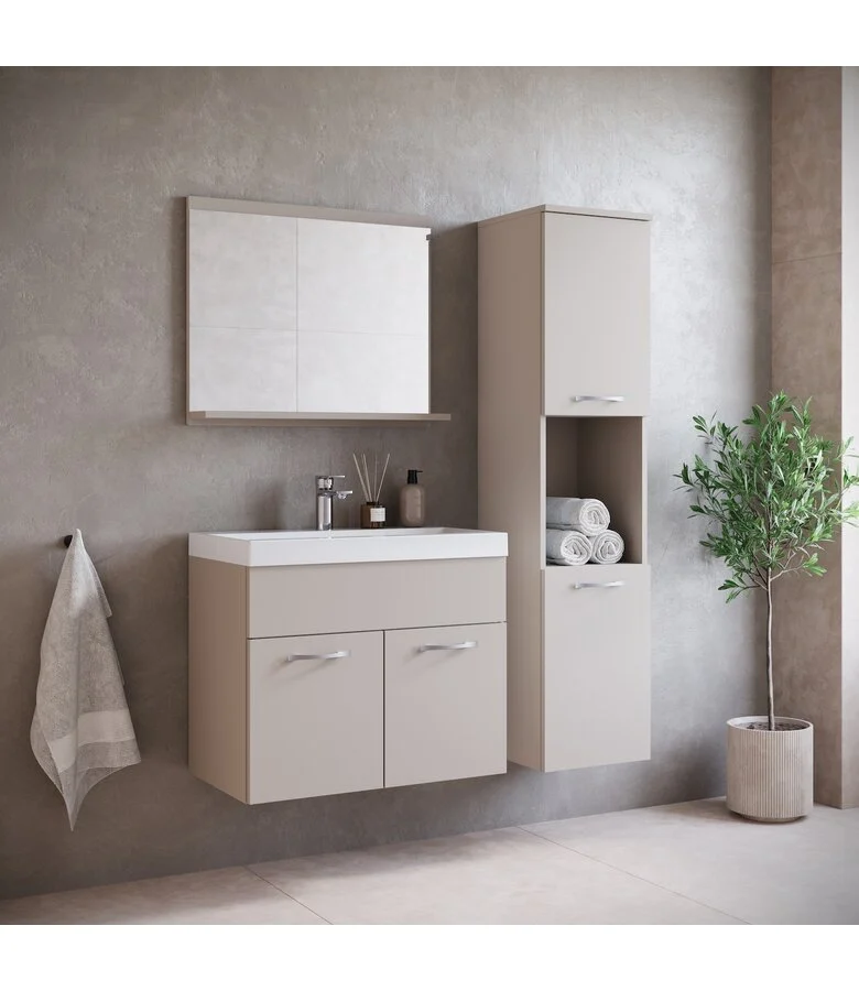 Badkamermeubel 60cm Complete Set - Warm Beige