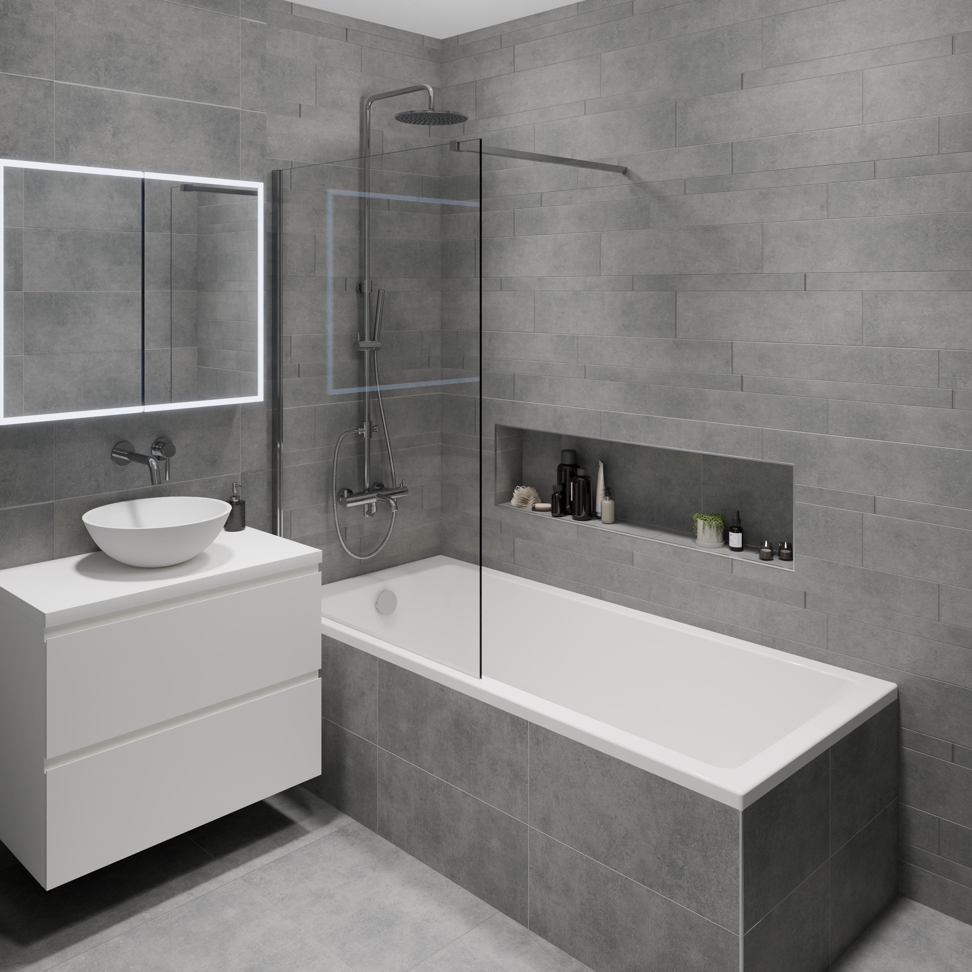 Minimaal moderne badkamer met strakke lijnen en tijdloos design