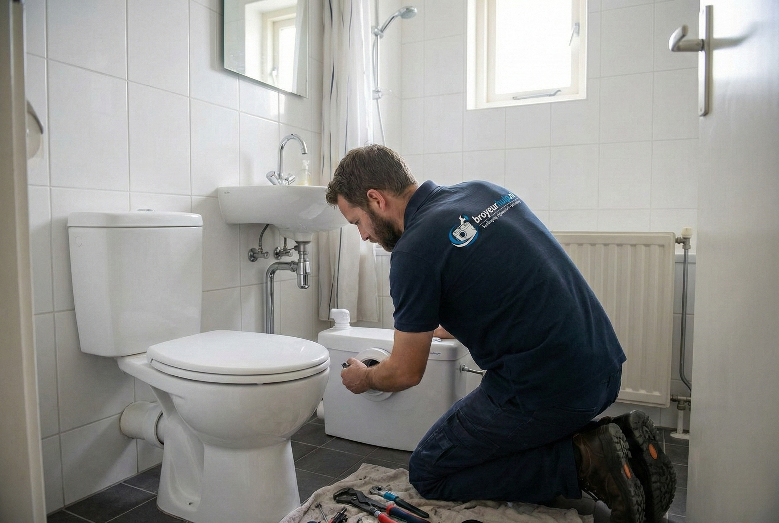 Professionele monteur repareert een broyeur systeem