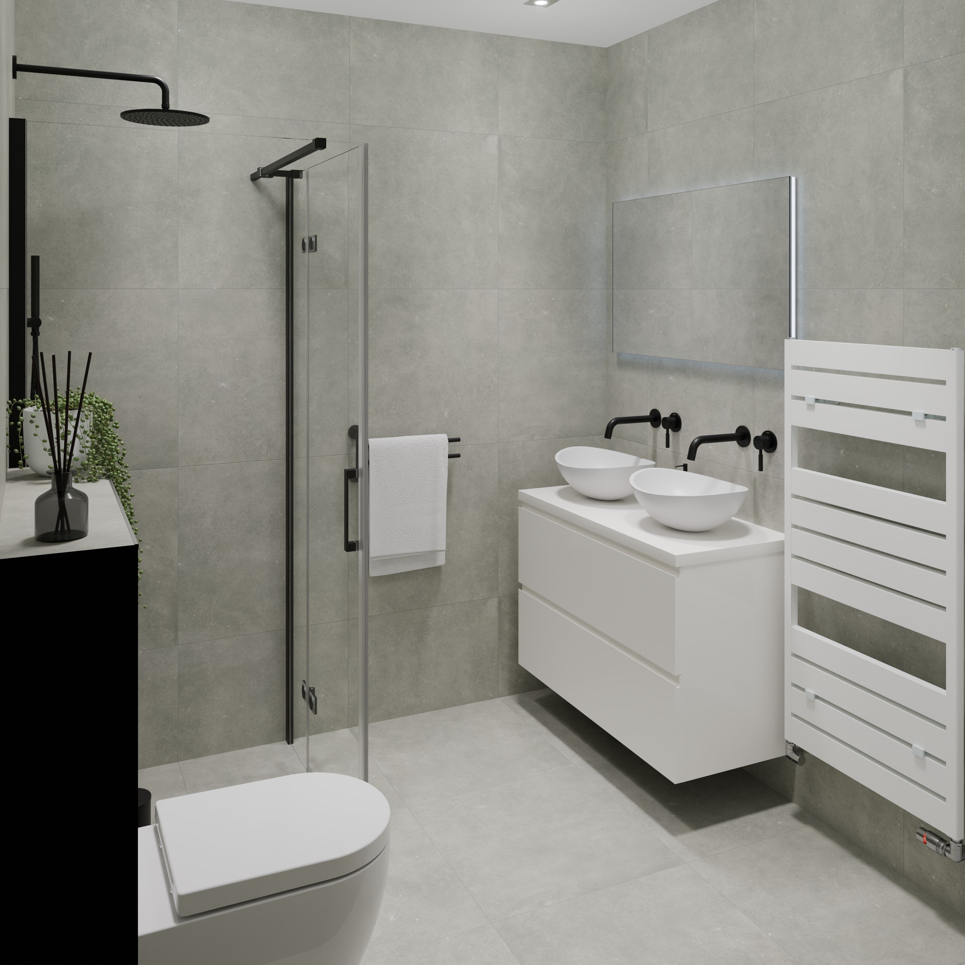 Minimalistisch Modern Badkamer 180x220 cm